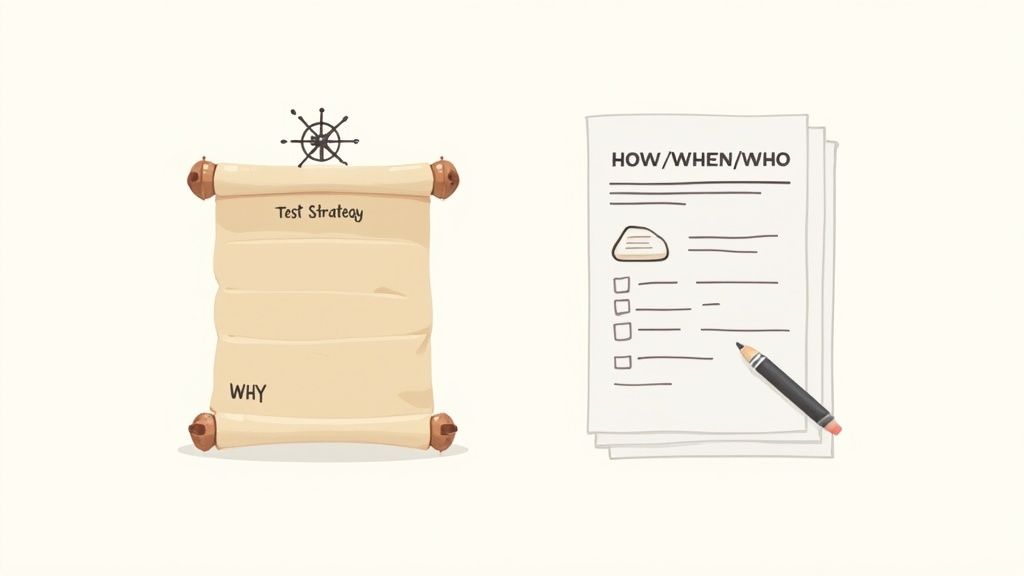 An abstract image representing the structured layers of strategy and planning, with gears and flowcharts.